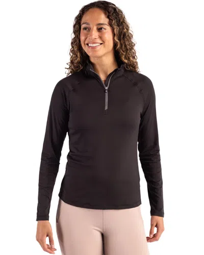 Cutter & Buck Coastline Epic Comfort Recycled Women's Quarter Zip In Black