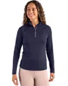 Cutter & Buck Coastline Epic Comfort Recycled Women's Quarter Zip In Blue
