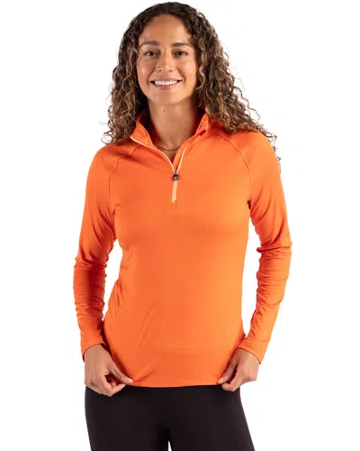 Cutter & Buck Coastline Epic Comfort Recycled Women's Quarter Zip In Orange