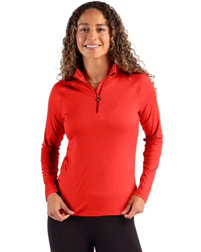 Cutter & Buck Coastline Epic Comfort Recycled Women's Quarter Zip In Red