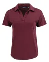 Cutter & Buck Coastline Epic Comfort Recycled Womens Dolman Polo In Burgundy