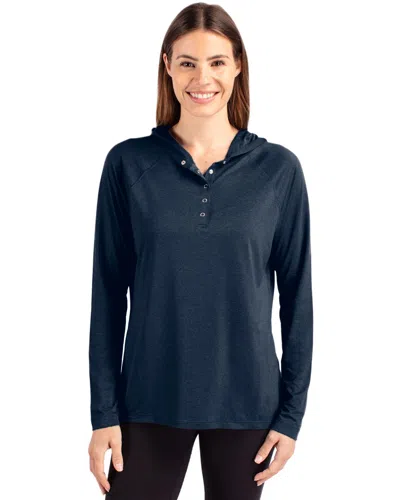 Cutter & Buck Coastline Epic Comfort Womens Hooded Long Sleeve Pullover Shirt In Multi