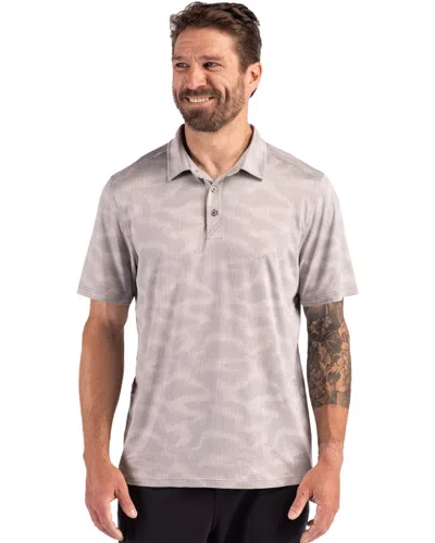 Cutter & Buck Coastline Recycled Double Peached Camo Print Mens Polo In Gray