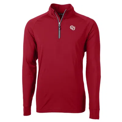 Cutter & Buck Crimson Oklahoma Sooners Vault Adapt Eco Knit Stretch Recycled Drytec Quarter-zip Top In Red