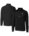 Cutter & Buck Men's Black Detroit Lions Traverse Stretch Quarter-zip Top In Black
