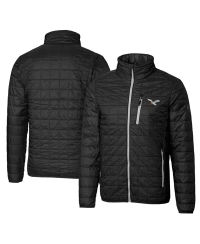 Cutter & Buck Men's Black Philadelphia Eagles Rainier Primaloft Eco Insulated Full-zip Puffer Jacket