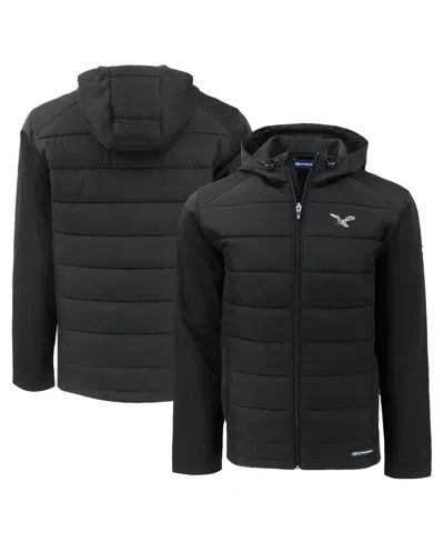 Cutter & Buck Men's Black Philadelphia Eagles Throwback Evoke Hybrid Eco Softshell Full-zip Hoodie Jacket