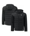 Cutter & Buck Men's Black West Virginia Mountaineers Evoke Hybrid Eco Softshell Full-zip Hoodie Jacket In Black