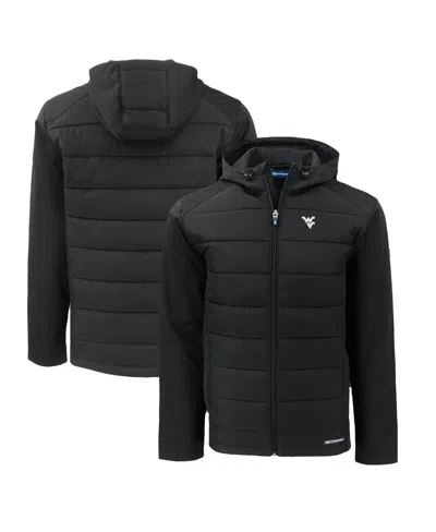 Cutter & Buck Men's Black West Virginia Mountaineers Evoke Hybrid Eco Softshell Full-zip Hoodie Jacket