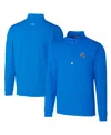Cutter & Buck Men's Blue Detroit Lions Helmet Traverse Stretch Quarter-zip Pullover Top In Blue