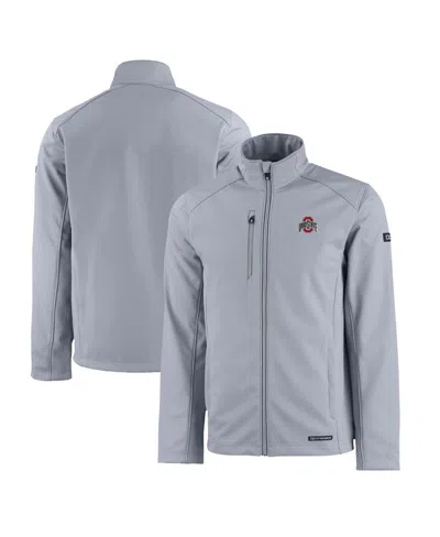 Cutter & Buck Men's Gray Ohio State Buckeyes Primary Logo Evoke Eco Softshell Full-zip Jacket