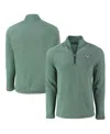 Cutter & Buck Men's Heather Kelly Green Philadelphia Eagles Peshastin Eco Fleece Tri-blend Raglan Quarter-zip Jack In Heather Kelly Green