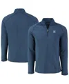 Cutter & Buck Men's Heather Navy New York Yankees Peshastin Eco Fleece Raglan Quarter-zip Top In Heather Navy
