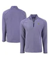 Cutter & Buck Men's Heather Purple Minnesota Vikings Peshastin Eco Fleece Tri-blend Raglan Quarter-zip Jacket In Heather Purple