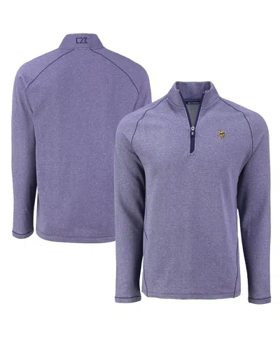 Cutter & Buck Men's Heather Purple Minnesota Vikings Peshastin Eco Fleece Tri-blend Raglan Quarter-zip Jacket