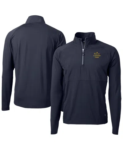 Cutter & Buck Men's Navy Notre Dame Fighting Irish Play Like A Champion Today Adapt Eco Knit Stretch Hybrid Quarte