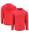 Cutter & Buck Men's Red Kansas Jayhawks Coastline Epic Comfort Eco Long Sleeve Hoodie T-shirt In Red