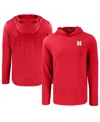 Cutter & Buck Men's Scarlet Nebraska Huskers Coastline Epic Comfort Eco Long Sleeve Hoodie T-shirt In Scarlet