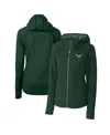 Cutter & Buck Women's Green Philadelphia Eagles Gridiron Classics Logo Mainsail Sweater Knit Full-zip Hoodie In Green