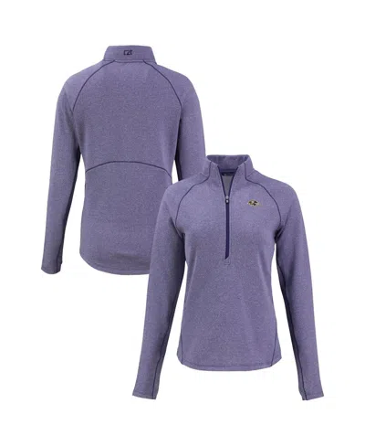 Cutter & Buck Women's Heather Purple Minnesota Vikings Peshastin Eco Fleece Tri-blend Raglan Half-zip Jacket