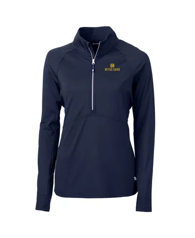 Cutter & Buck Cutter Buck Women's Navy Notre Dame Fighting Irish Adapt Eco Knit Half-zip Pullover Jacket In Blue