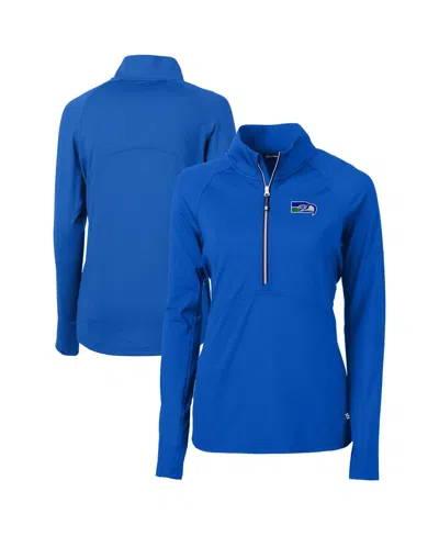 Cutter & Buck Cutter Buck Women's Royal Seattle Seahawks Throwback Logo Adapt Eco Knit Stretch Half-zip Pullover S In Blue