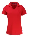 Cutter & Buck Daybreak Eco Recycled Womens V-neck Polo In Red