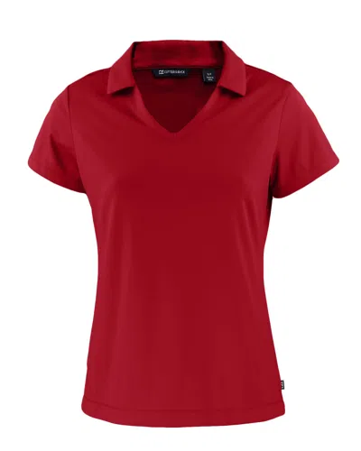 Cutter & Buck Daybreak Eco Recycled Womens V-neck Polo In Red