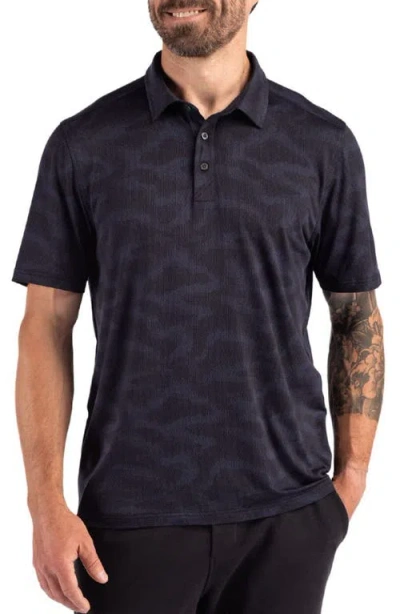 Cutter & Buck Coastline Recycled Double Peached Camo Print Mens Polo In Blue