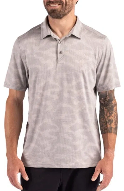 Cutter & Buck Coastline Recycled Double Peached Camo Print Mens Polo In Gray