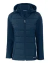 Cutter & Buck Evoke Hybrid Softshell Recycled Full Zip Womens Hooded Jacket