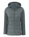 Cutter & Buck Evoke Hybrid Softshell Recycled Full Zip Womens Hooded Jacket