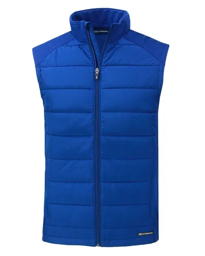 Cutter & Buck Evoke Hybrid Softshell Recycled Mens Full Zip Vest In Blue