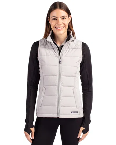 Cutter & Buck Evoke Hybrid Softshell Recycled Womens Full Zip Vest In Gray