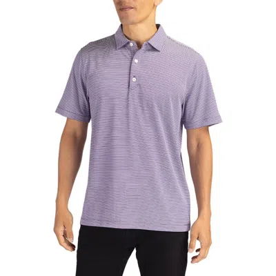 Cutter & Buck Forge Double Stripe Recycled Blend Polo In College Purple/white