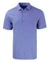 Cutter & Buck Forge Eco Double Stripe Stretch Recycled Mens Polo In Tour Blue/white