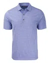 Cutter & Buck Forge Eco Heather Stripe Stretch Recycled Mens Polo In Tour Blue Heather