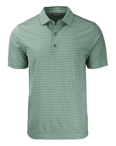 Cutter & Buck Forge Eco Heather Stripe Stretch Recycled Mens Polo In Green