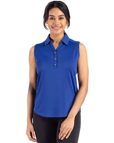 Cutter & Buck Forge Eco Stretch Recycled Womens Sleeveless Polo In Blue