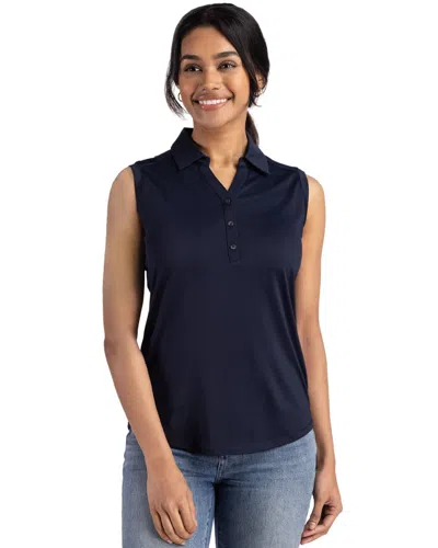 Cutter & Buck Forge Eco Stretch Recycled Womens Sleeveless Polo In Blue