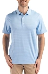 Cutter & Buck Forge Fine Line Stripe Recycled Blend Polo In Atlas/white