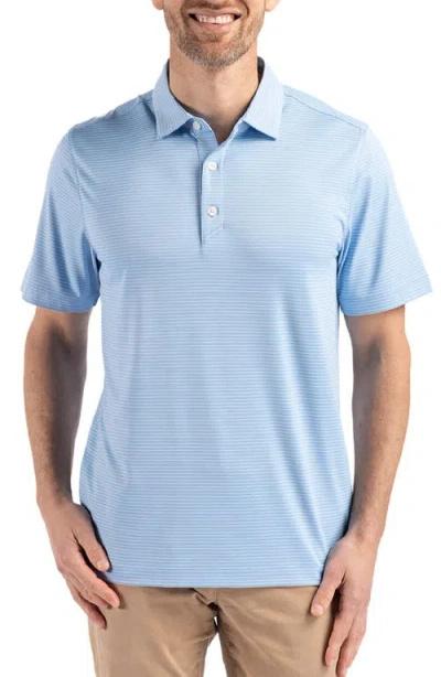 Cutter & Buck Forge Fine Line Stripe Recycled Blend Polo In Atlas/white