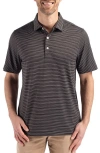 Cutter & Buck Forge Eco Stripe Performance Golf Polo In Black/white