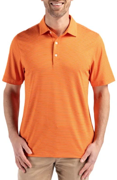 CUTTER & BUCK CUTTER & BUCK FORGE FINE LINE STRIPE RECYCLED BLEND POLO