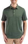 Cutter & Buck Forge Pencil Stripe Stretch Mens Polo Shirt In Hunter/white