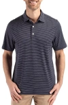 Cutter & Buck Forge Fine Line Stripe Recycled Blend Polo In Navy Blue/white