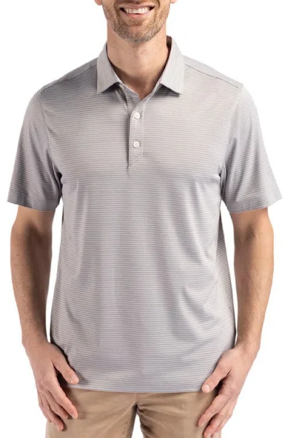 Cutter & Buck Forge Fine Line Stripe Recycled Blend Polo In Polished/white