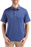 Cutter & Buck Forge Fine Line Stripe Recycled Blend Polo In Tour Blue/white