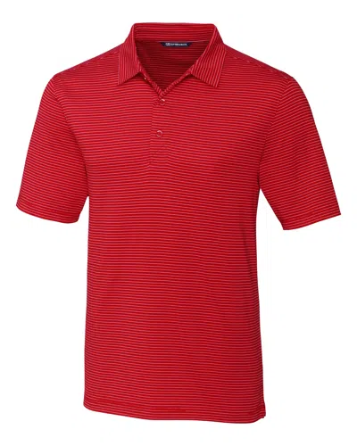 Cutter & Buck Forge Pencil Stripe Stretch Mens Polo Shirt In Red