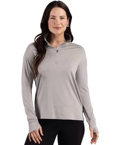 Cutter & Buck Forge Recycled Four-way Stretch Womens Quarter Zip Pullover In Gray